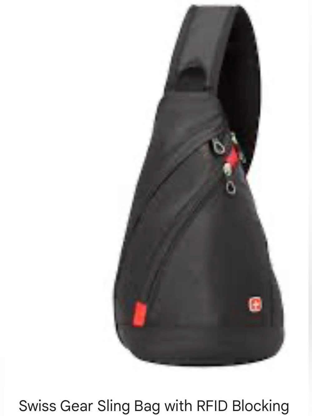 SwissGear Black Sling Crossbody Bag with Red Accent